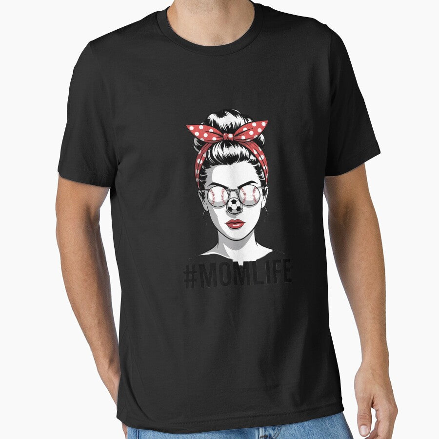 Bleached Mom Life Soccer Messy Bun Baseball Game Day - Adult & Kids T-Shirts, Sweatshirts & Hoodies apparel design preview 1