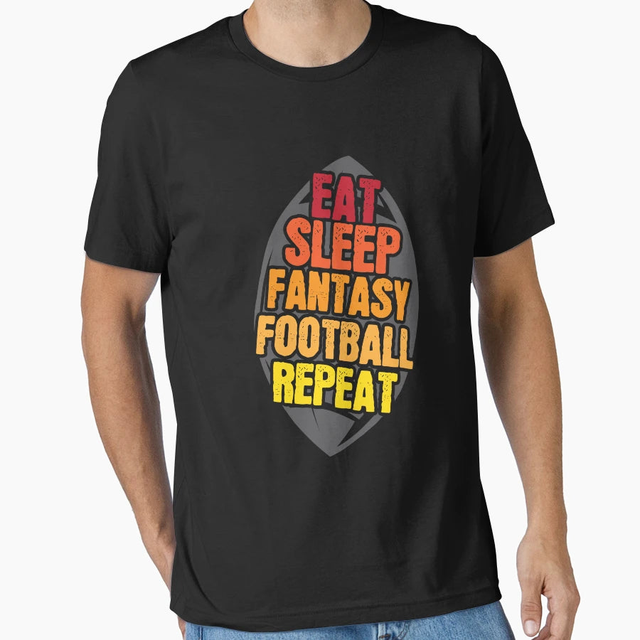 Eat Sleep Fantasy Football Repeat T-Shirt - Minimalist Print for Adults - T-Shirt, Sweatshirt, Hoodie