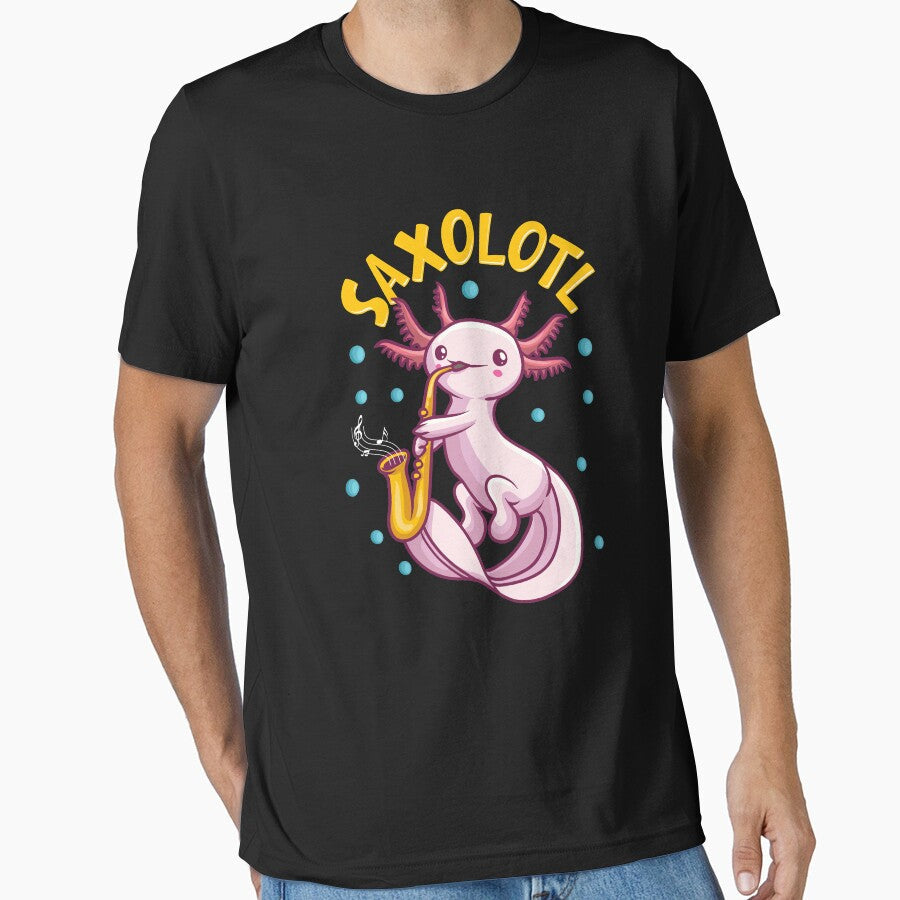 Saxolotl Sax Playing Axolotl Pun Walking Fish by - Adult & Kids T-Shirts, Sweatshirts & Hoodies apparel design preview 1