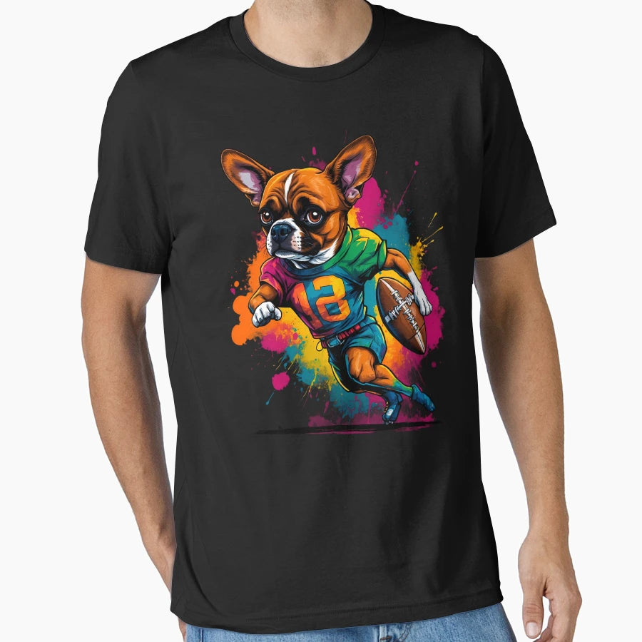 Boxer Dog Playing American Football T-Shirt - Unique Graphic Men Women - T-Shirt, Sweatshirt, Hoodie