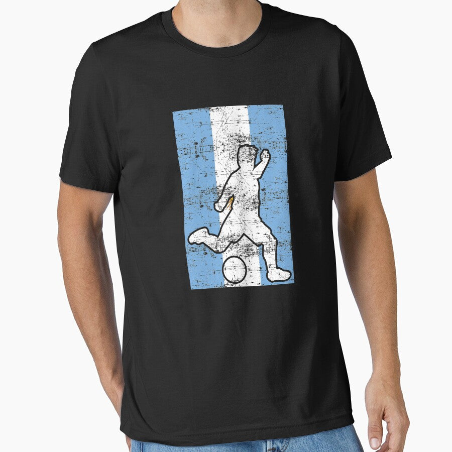 Argentina Flag Soccer Player by melsens - Adult & Kids T-Shirts, Sweatshirts & Hoodies apparel design preview 1