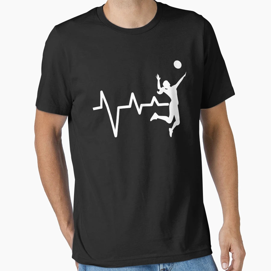 Volleyball Supporter Heart Beat T-Shirt - Unique Graphic Men Women - T-Shirt, Sweatshirt, Hoodie