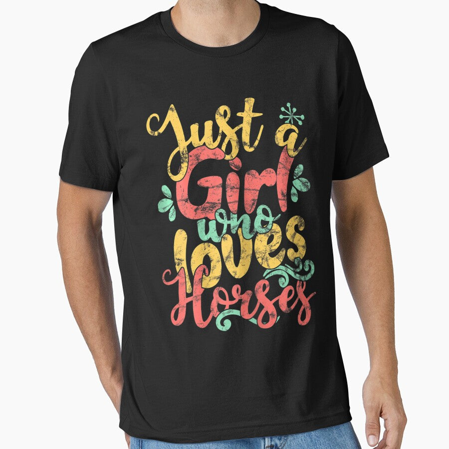 Just A Girl Who Loves Horses Animal Funny Horse Lover - Adult & Kids T-Shirts, Sweatshirts & Hoodies apparel design preview 1