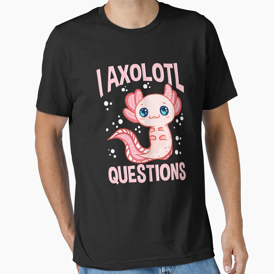 Cute Funny I Axolotl Questions Walking Fish Pun by - Adult & Kids T-Shirts, Sweatshirts & Hoodies apparel design preview 1