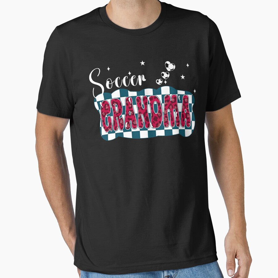 Cute Soccer Grandma Leopard Checkered by LarryMBrown - Adult & Kids T-Shirts, Sweatshirts & Hoodies apparel design preview 1
