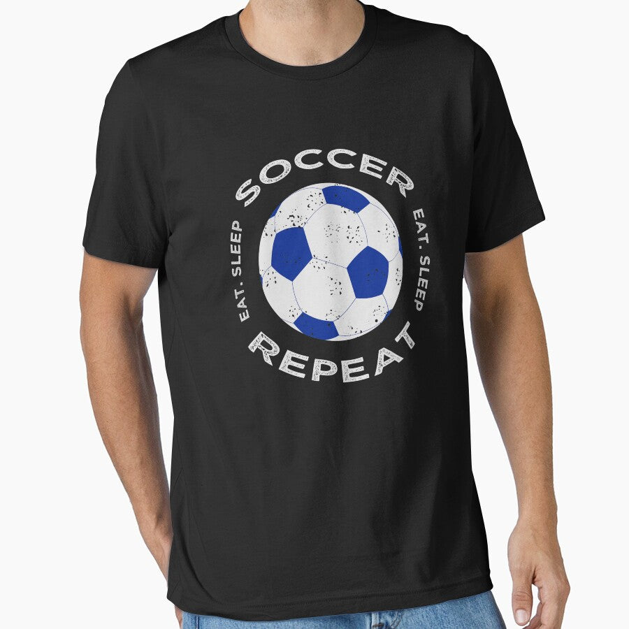 Eat Sleep Soccer Repeat Design Unique Player Gift - Adult & Kids T-Shirts, Sweatshirts & Hoodies apparel design preview 1