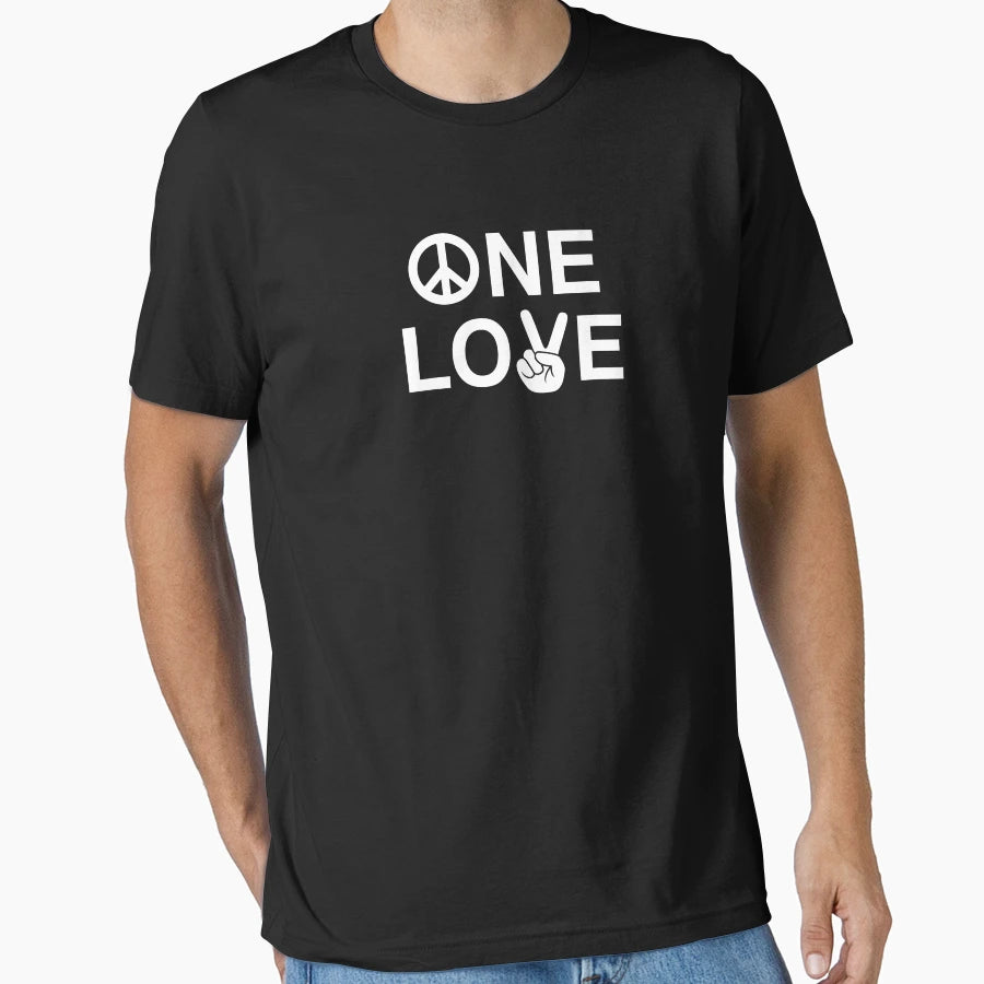 Hippie One Love Peace Sign 60S 70S T-Shirt - Minimalist Print Men Women - T-Shirt, Sweatshirt, Hoodie