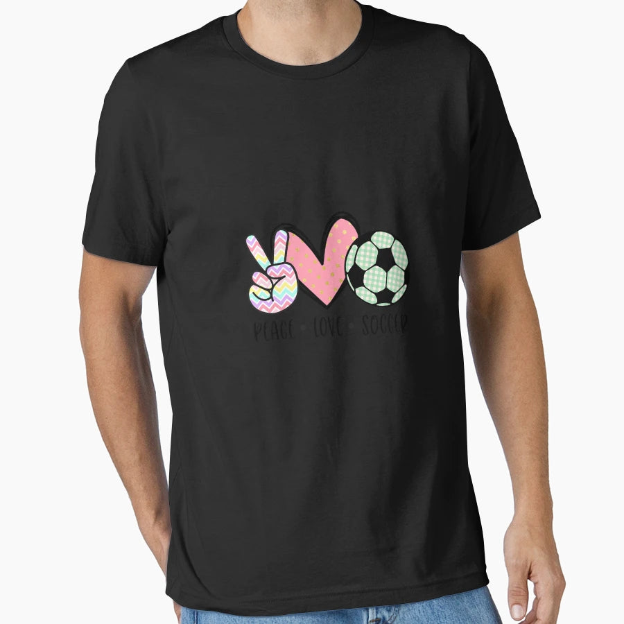 Peace Love Soccer Teen T-Shirt - Fun Novelty Design Men Women - T-Shirt, Sweatshirt, Hoodie
