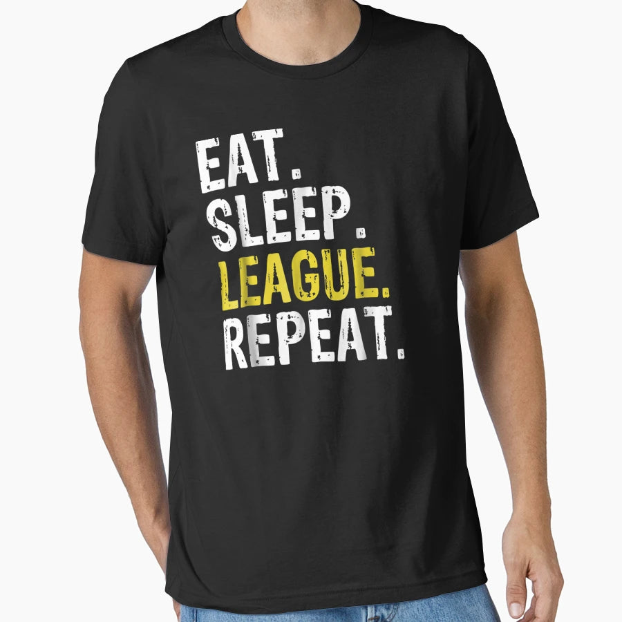 Eat Sleep League Repeat Sports Game T-Shirt - Aesthetic Graphic for Adults - T-Shirt, Sweatshirt, Hoodie