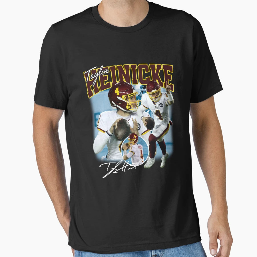 Taylor Heinicke Football Signature 80S T-Shirt - Aesthetic Graphic Unisex - T-Shirt, Sweatshirt, Hoodie
