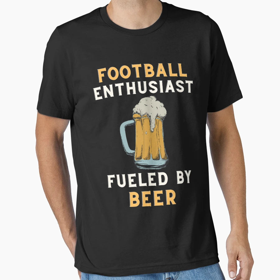 Football Enthusiast Beer T-Shirt - Custom Art Print Men Women - T-Shirt, Sweatshirt, Hoodie