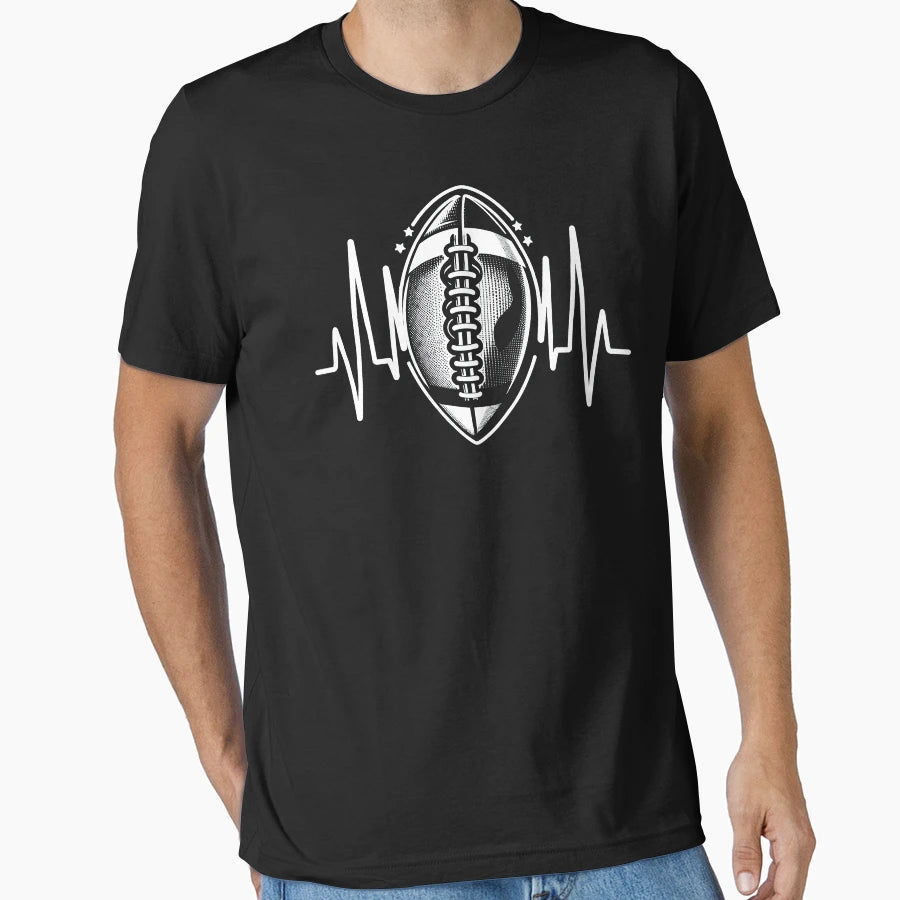 Gridiron Pulse Heartbeat Football Passion T-Shirt - Custom Art Print Unisex - T-Shirt, Sweatshirt, Hoodie