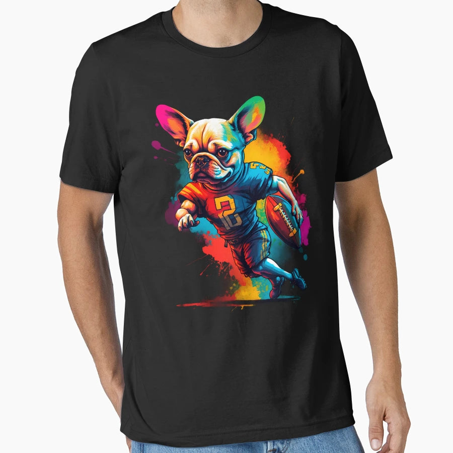 Copy French Bulldog Playing American T-Shirt - Streetwear Style Unisex - T-Shirt, Sweatshirt, Hoodie