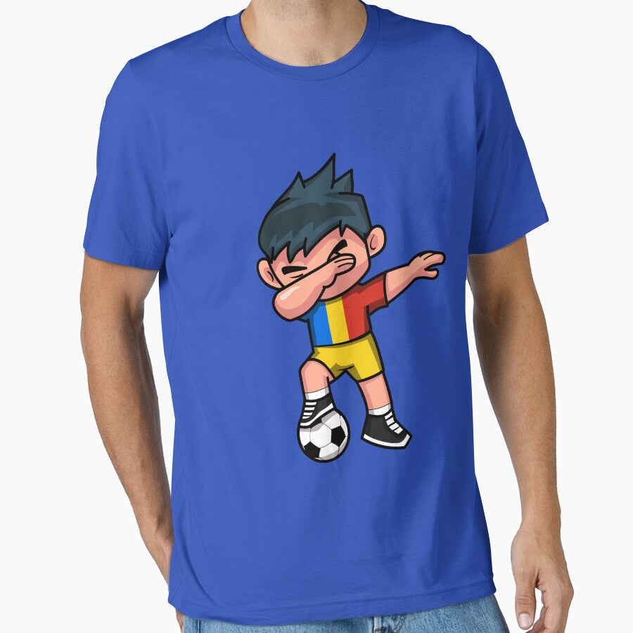Soccer Boy Dabbing Romania by melsens - Adult & Kids T-Shirts, Sweatshirts & Hoodies apparel design preview 1