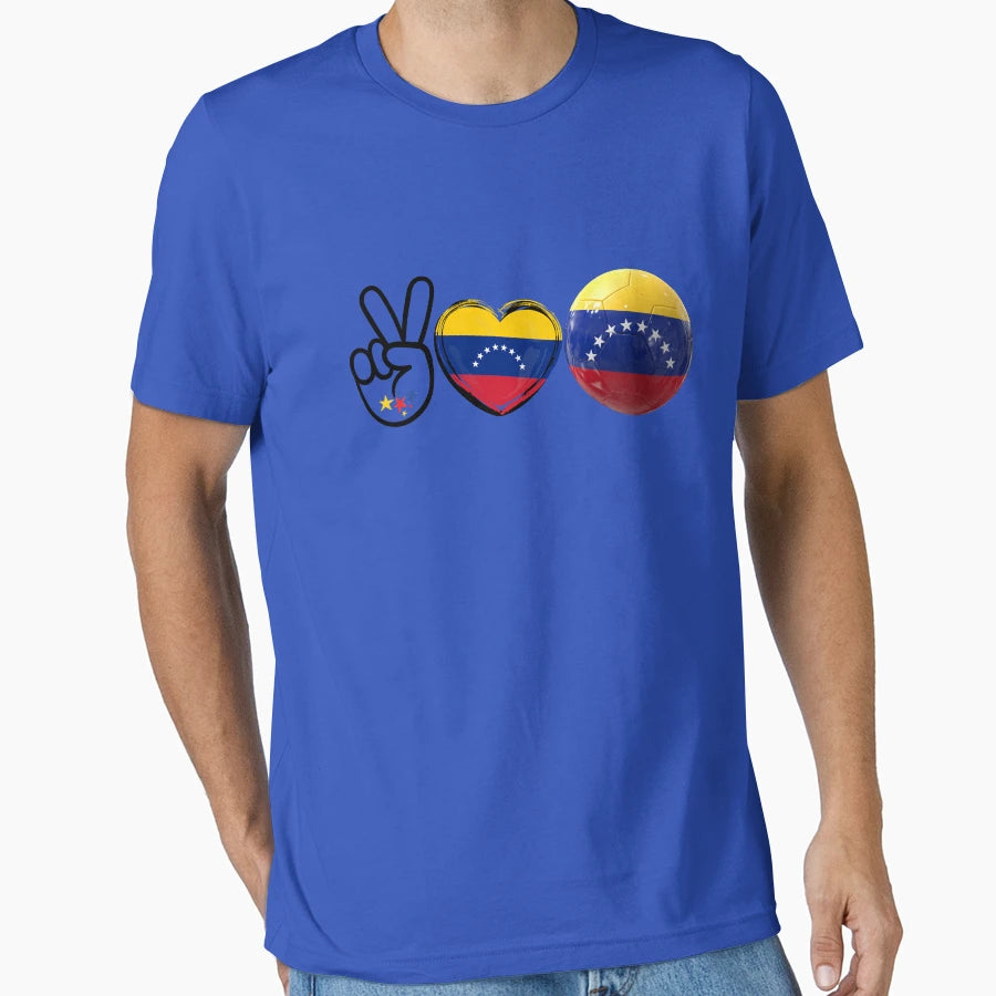 Peace Love Venezuela Soccer T-Shirt - Novelty Apparel for Adults - T-Shirt, Sweatshirt, Hoodie