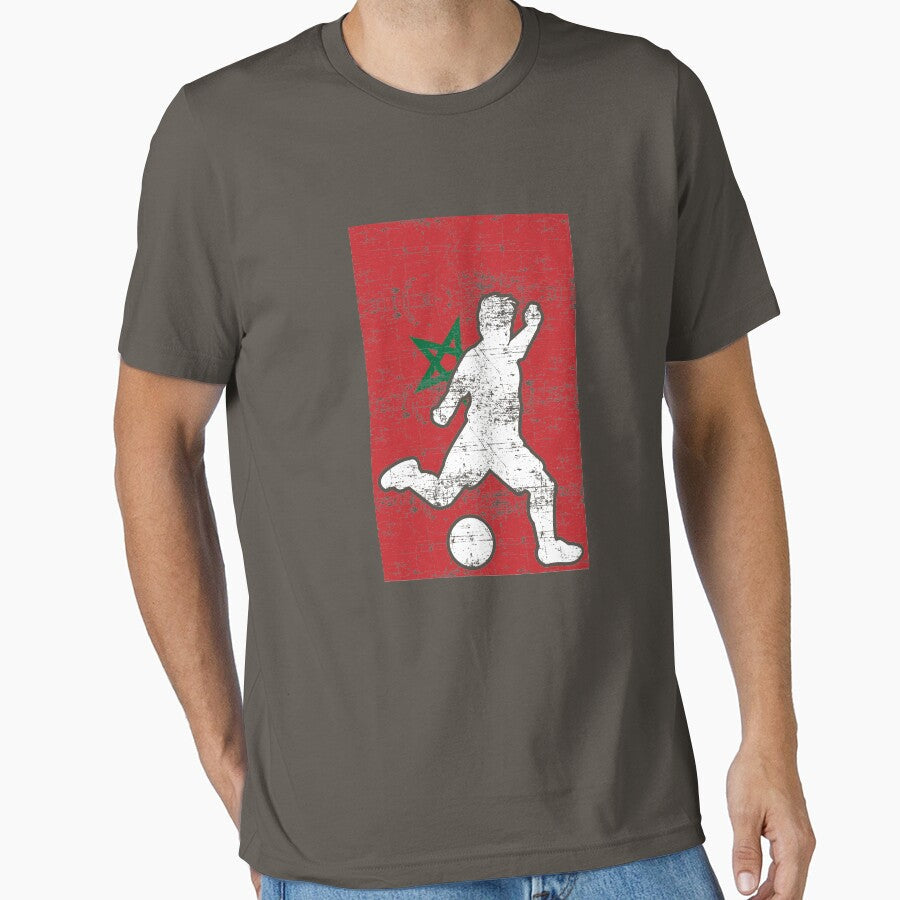 Morocco Flag Soccer Player by melsens - Adult & Kids T-Shirts, Sweatshirts & Hoodies apparel design preview 1