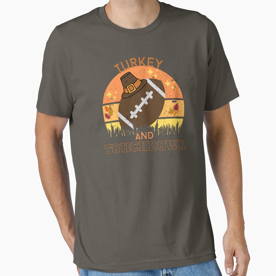Turkey And Touchdown T-Shirt - Unique Graphic for Adults - T-Shirt, Sweatshirt, Hoodie