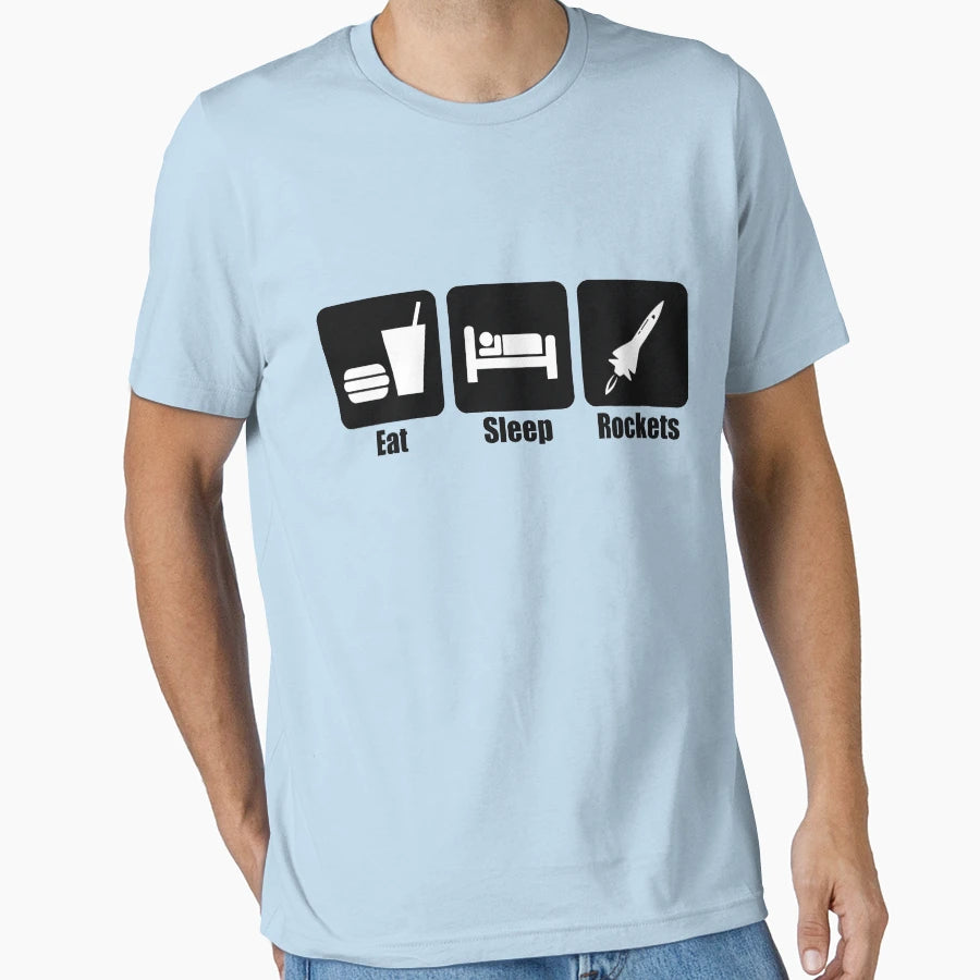 Eat Sleep Rockets Horizontal T-Shirt - Novelty Apparel Unisex - T-Shirt, Sweatshirt, Hoodie