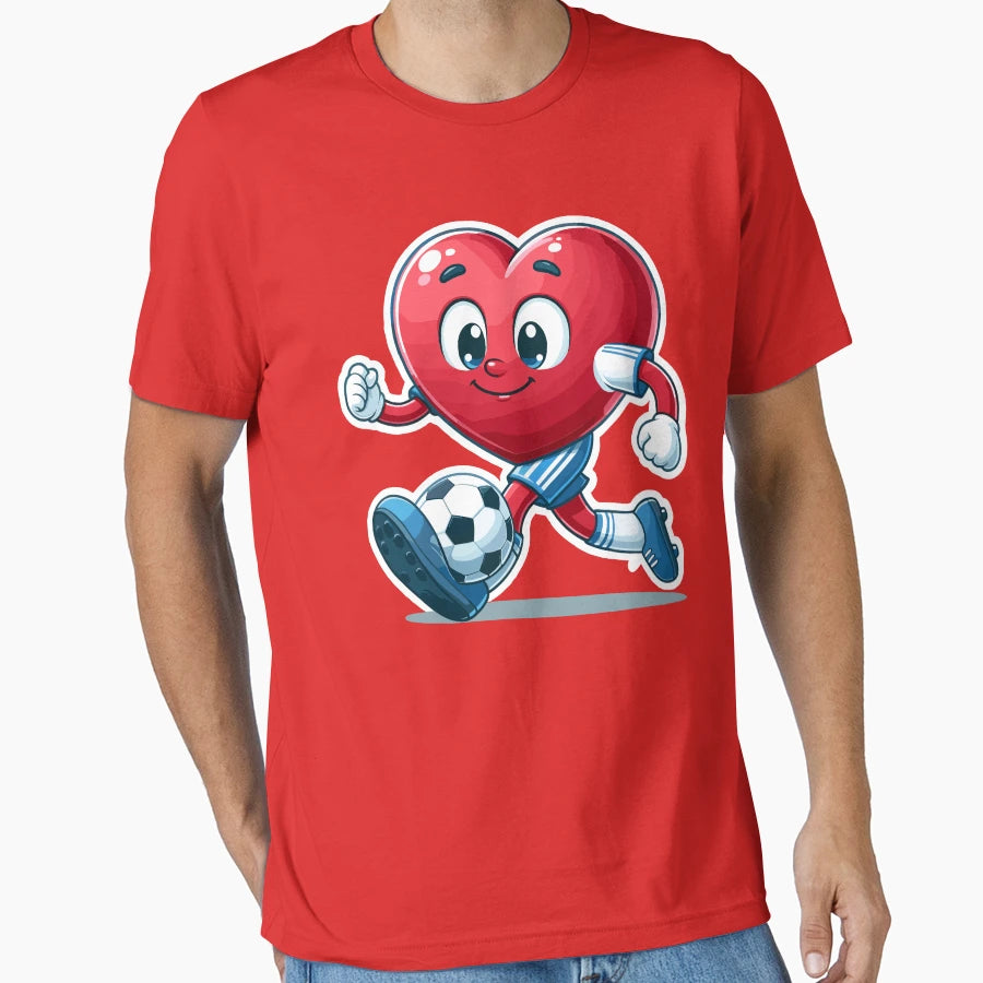 Heart Playing Soccer Funny Valentines Day T-Shirt - Unique Graphic Unisex - T-Shirt, Sweatshirt, Hoodie