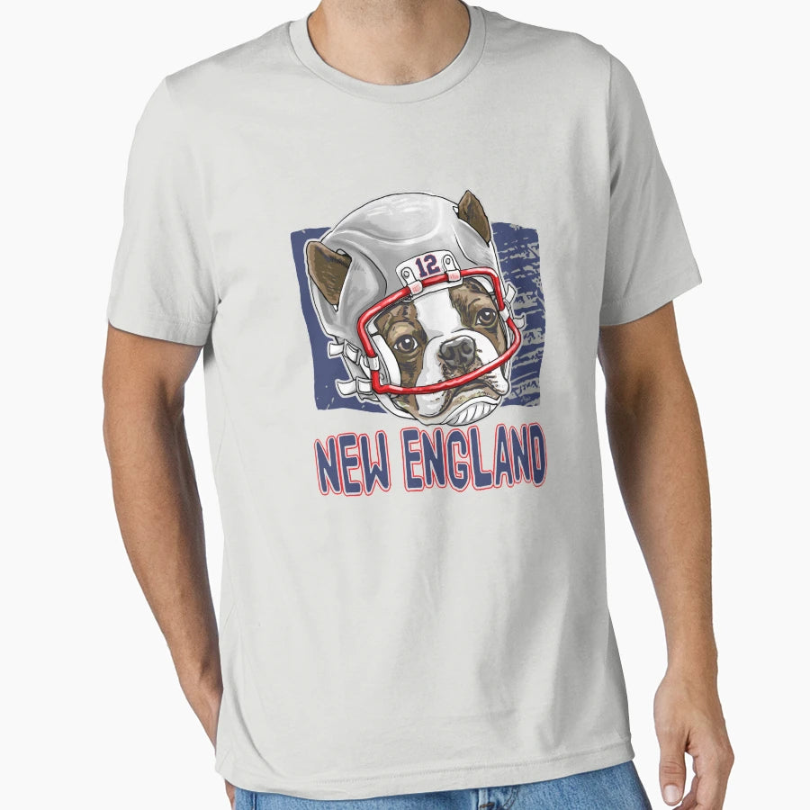 New England Sports Footballer Dog T-Shirt - Graphic Print for Adults - T-Shirt, Sweatshirt, Hoodie