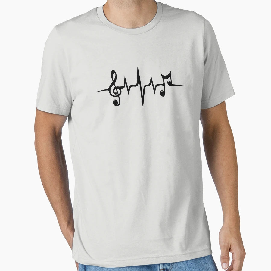 Music Pulse Heartbeat Notes Clef T-Shirt - Fun Novelty Design for Adults - T-Shirt, Sweatshirt, Hoodie