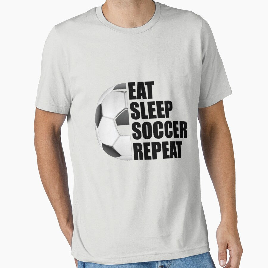 Eat Sleep Soccer Repeat by Automotive Prod - Adult & Kids T-Shirts, Sweatshirts & Hoodies apparel design preview 1