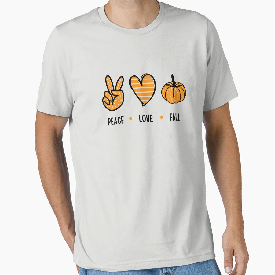 Peace Love Fall Pumpkin Autumn T-Shirt - Streetwear Style for Adults - T-Shirt, Sweatshirt, Hoodie