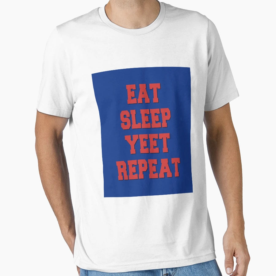 Eat Sleep Yeet Repeat Blue And Red T-Shirt - Unique Graphic Men Women - T-Shirt, Sweatshirt, Hoodie