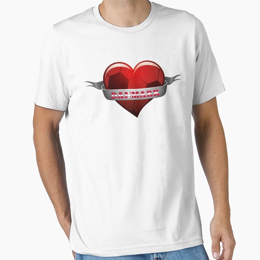 Danmark Denmark Soccer Heart T-Shirt - Minimalist Print for Adults - T-Shirt, Sweatshirt, Hoodie