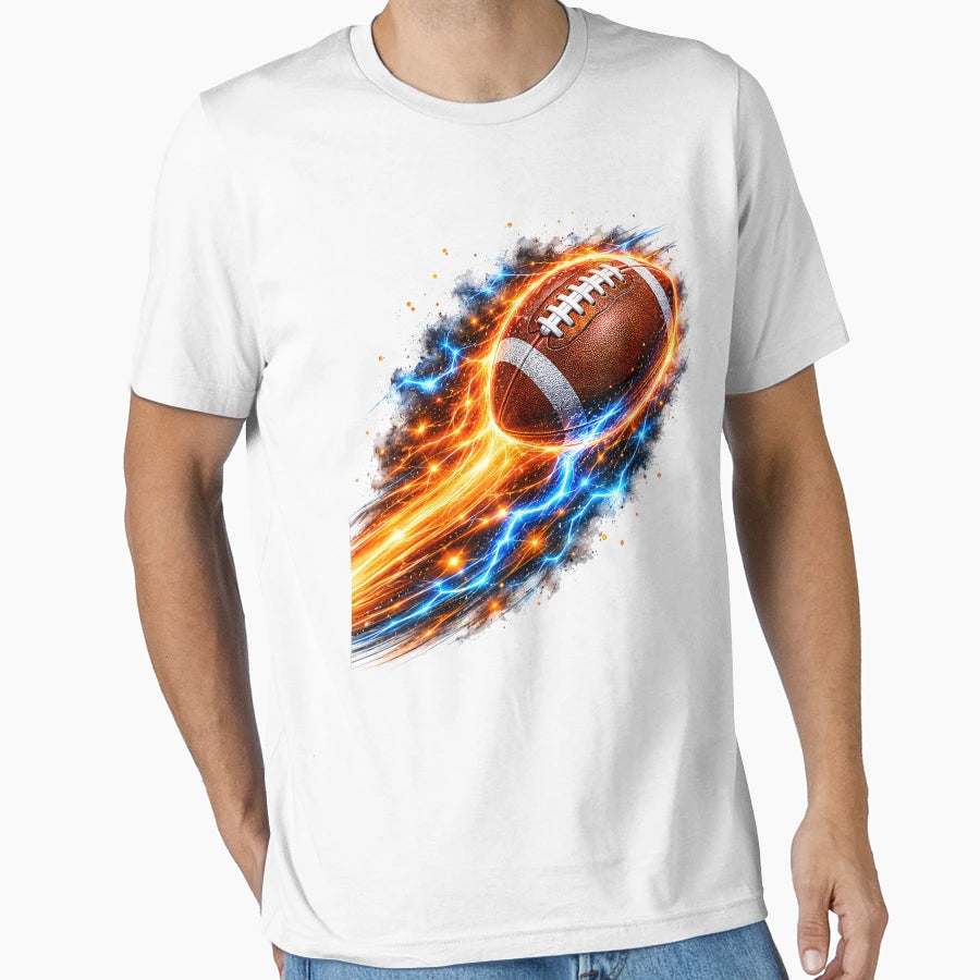 Fire And Lightning American Football T-Shirt - Graphic Print for Adults - T-Shirt, Sweatshirt, Hoodie