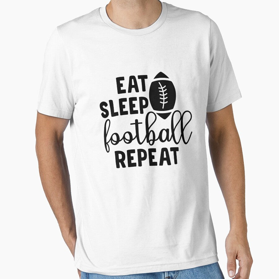 Eat Sleep Football Repeat Sports by GraffiniTee - Adult & Kids T-Shirts, Sweatshirts & Hoodies apparel design preview 1