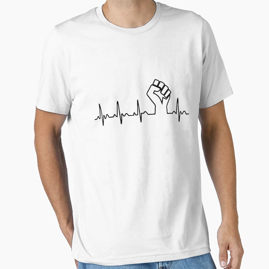 Black Fist Heartbeat T-Shirt - Custom Art Print Men Women - T-Shirt, Sweatshirt, Hoodie