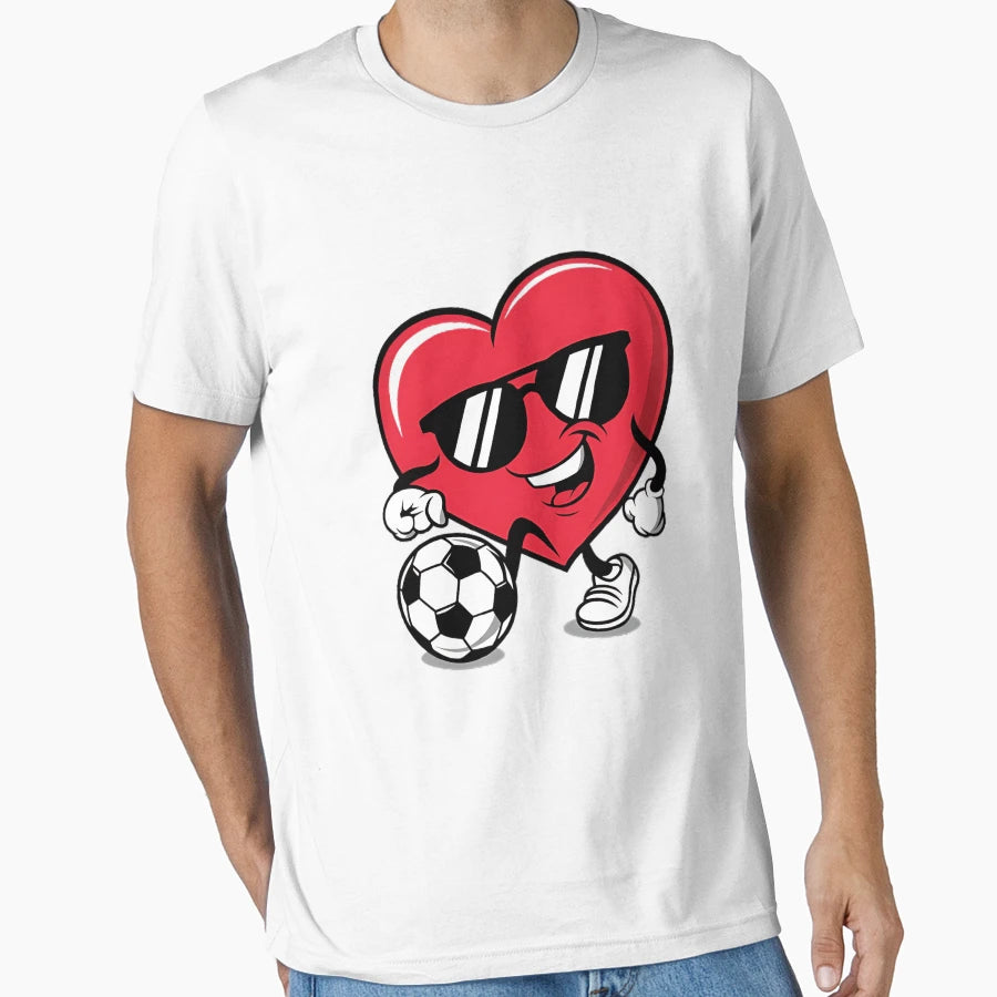 Heart Playing Soccer Fun Gift Fans T-Shirt - Minimalist Print Unisex - T-Shirt, Sweatshirt, Hoodie