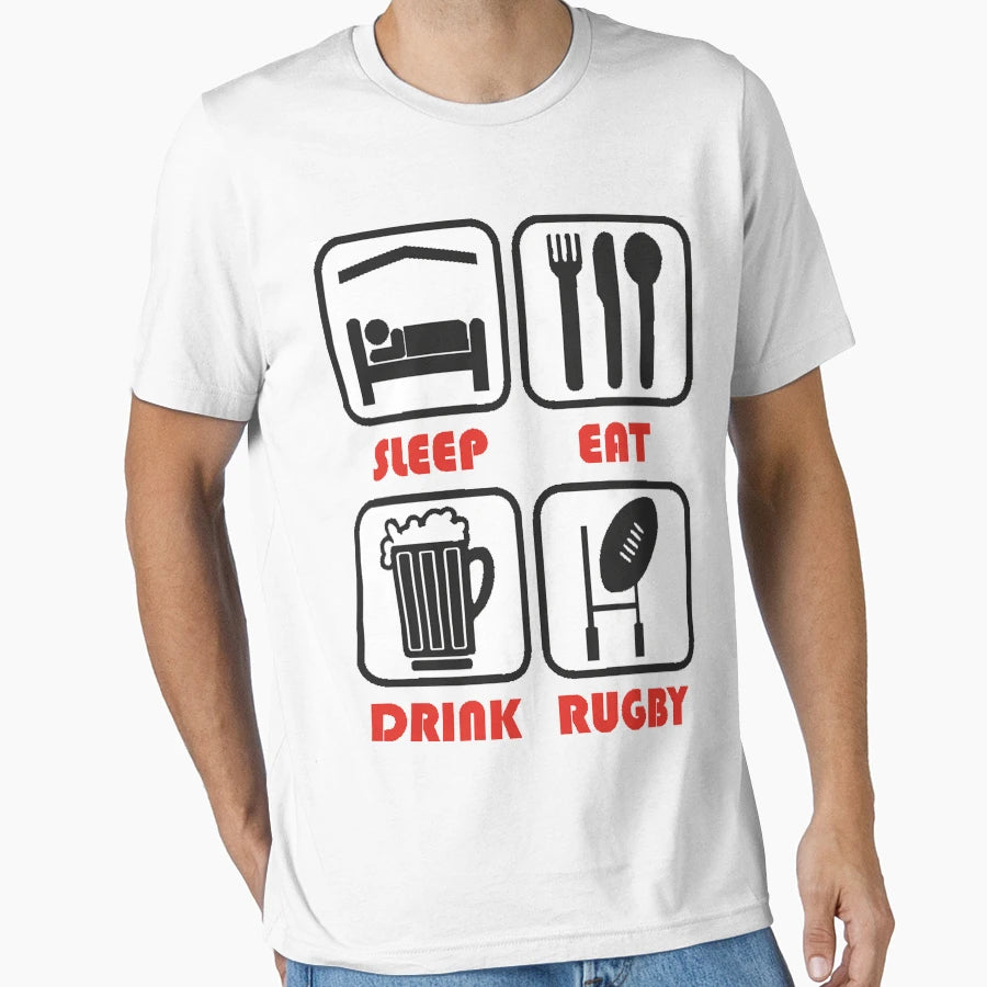 Eat Sleep Rugby T-Shirt - Minimalist Print Unisex - T-Shirt, Sweatshirt, Hoodie