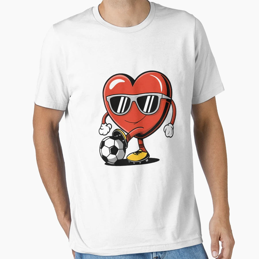 Heart Playing Soccer Fun Gift Fans T-Shirt - Unique Graphic Men Women - T-Shirt, Sweatshirt, Hoodie