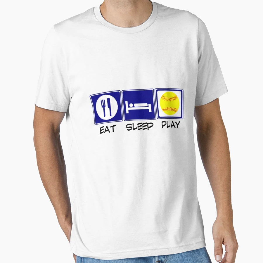 Eat Sleep Softball T-Shirt - Custom Art Print Men Women - T-Shirt, Sweatshirt, Hoodie