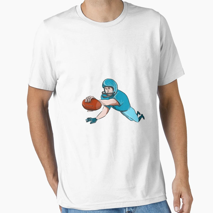 American Football Player Touchdown Drawing T-Shirt - Trendy Graphic Unisex - T-Shirt, Sweatshirt, Hoodie