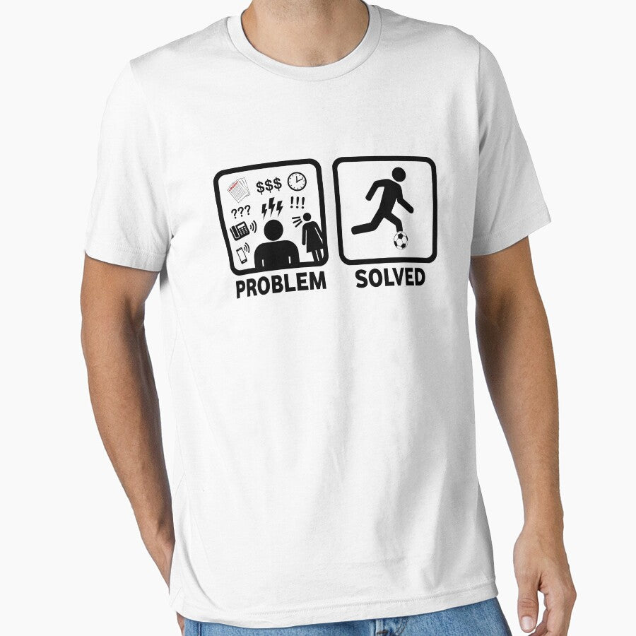 Soccer Problem Solved Funny Stickman by BeyondEvolved - Adult & Kids T-Shirts, Sweatshirts & Hoodies apparel design preview 1