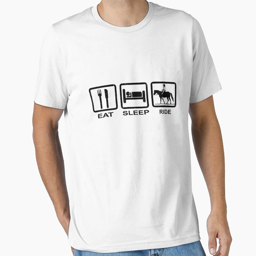 Eat Sleep Ride Barrel T-Shirt - Graphic Print Unisex - T-Shirt, Sweatshirt, Hoodie