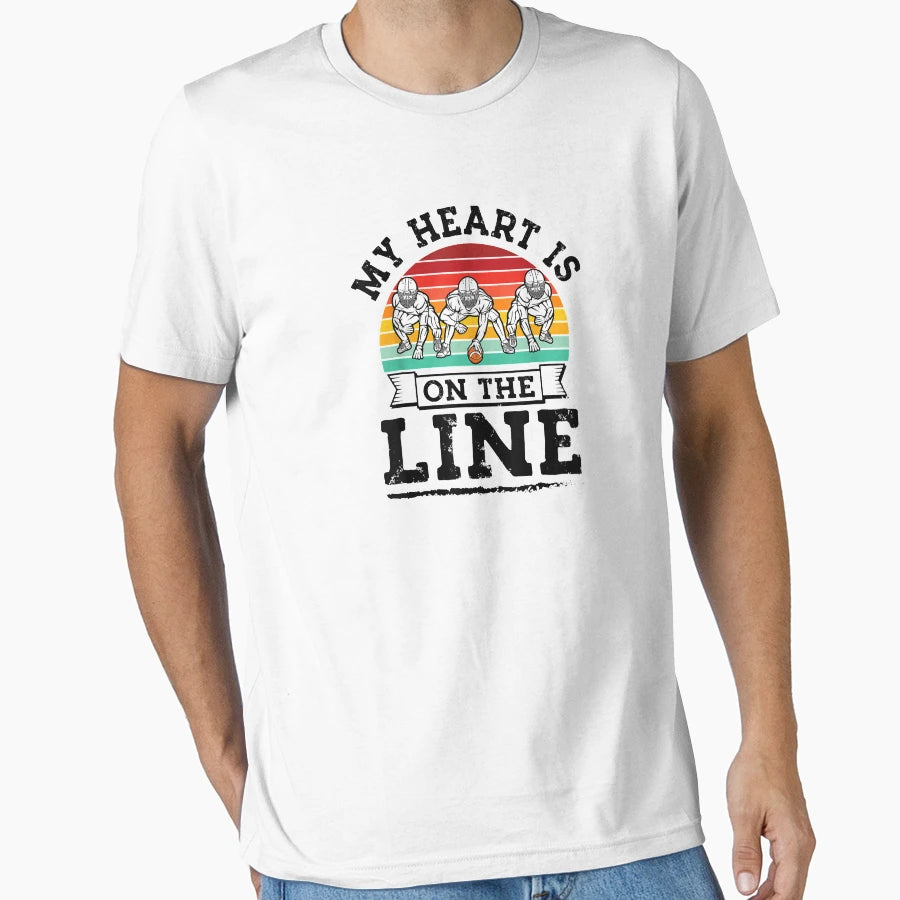 My Heart Is Line Offensive Lineman T-Shirt - Minimalist Print for Adults - T-Shirt, Sweatshirt, Hoodie
