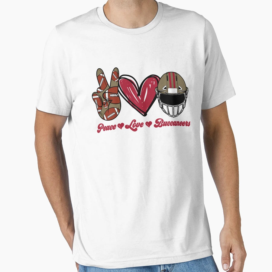 Peace Love Buccaneers Football Team T-Shirt - Trendy Graphic Men Women - T-Shirt, Sweatshirt, Hoodie