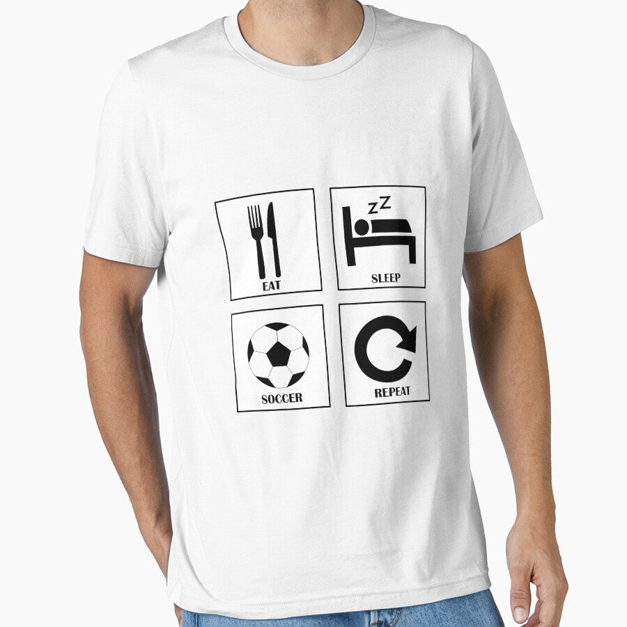 Eat Sleep Soccer Repeat Player Gift white color by - Adult & Kids T-Shirts, Sweatshirts & Hoodies apparel design preview 1
