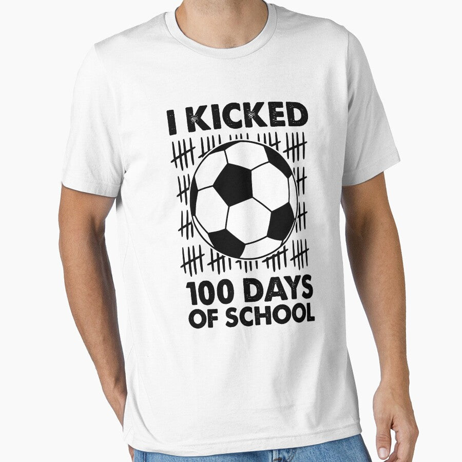 Copy of I Kicked 100 Days School Soccer 100th Day - Adult & Kids T-Shirts, Sweatshirts & Hoodies apparel design preview 1