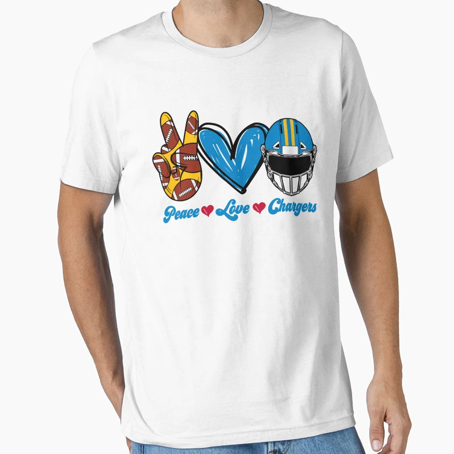 Peace Love Chargers Football Team T-Shirt - Fun Novelty Design Unisex - T-Shirt, Sweatshirt, Hoodie