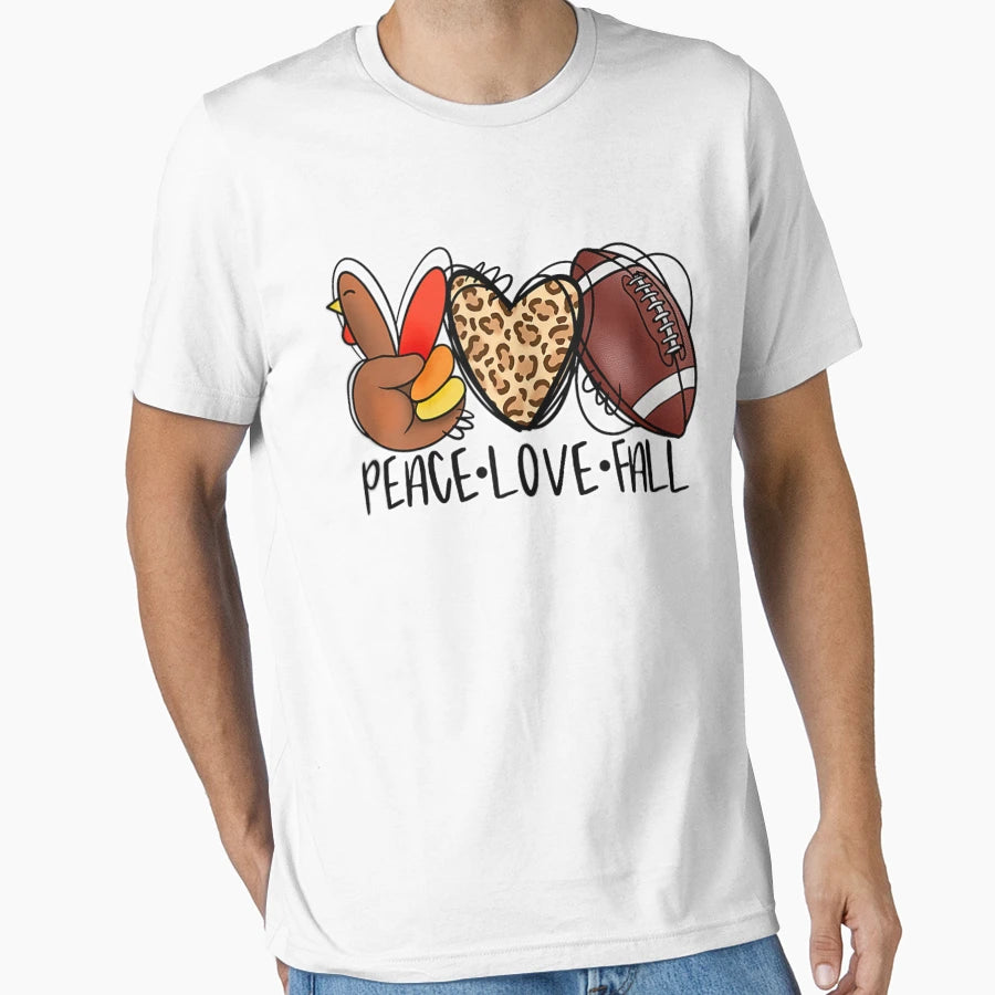 Thanksgiving Football Leopard Heart T-Shirt - Streetwear Style Men Women - T-Shirt, Sweatshirt, Hoodie
