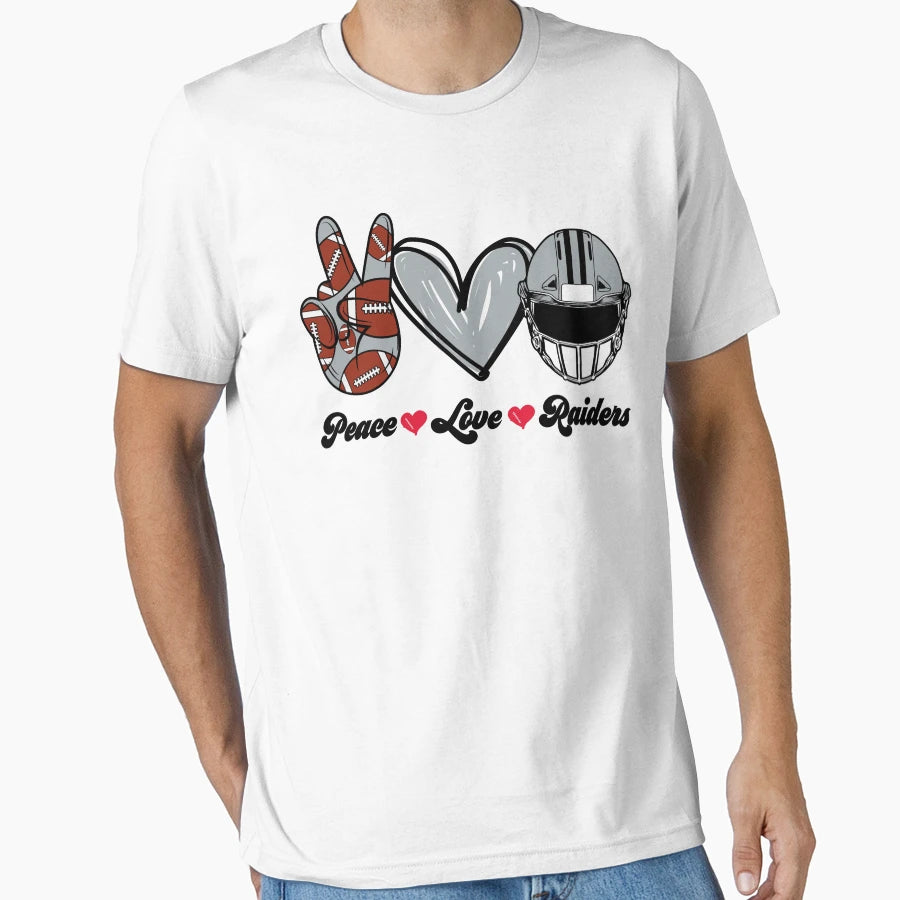 Peace Love Raiders Football Team T-Shirt - Graphic Print Men Women - T-Shirt, Sweatshirt, Hoodie