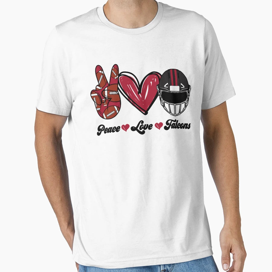 Peace Love Falcons Football Team T-Shirt - Trendy Graphic Unisex - T-Shirt, Sweatshirt, Hoodie