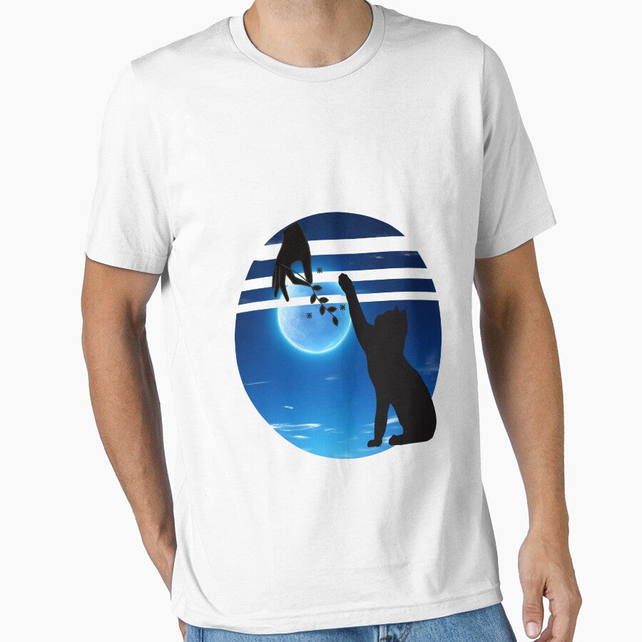 Cat hand with rose and moon by yubasadeq - Adult & Kids T-Shirts, Sweatshirts & Hoodies apparel design preview 1