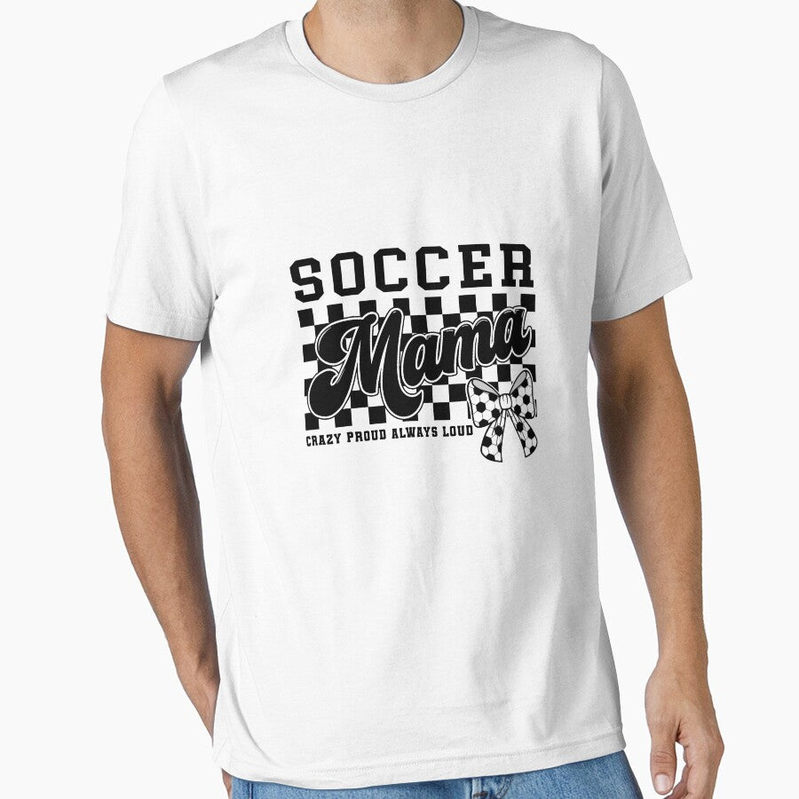 Soccer Mama Crazy Proud Always Loud Bow Checkered - Adult & Kids T-Shirts, Sweatshirts & Hoodies apparel design preview 1