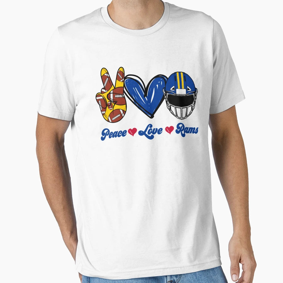Peace Love Rams Football Team T-Shirt - Novelty Apparel Unisex - T-Shirt, Sweatshirt, Hoodie